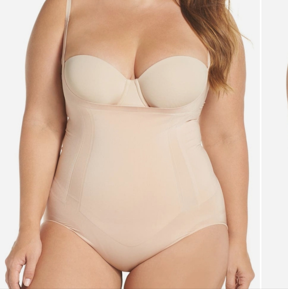 SpanxSculpt Oncore Open Bust Brief Bodysuit. Nude. Plus Size 1X